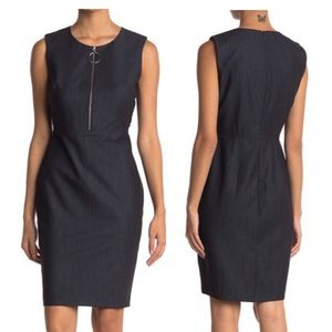 NWT Calvin Klein Sleeveless Denim Zip Front Sheath Dress Size 10